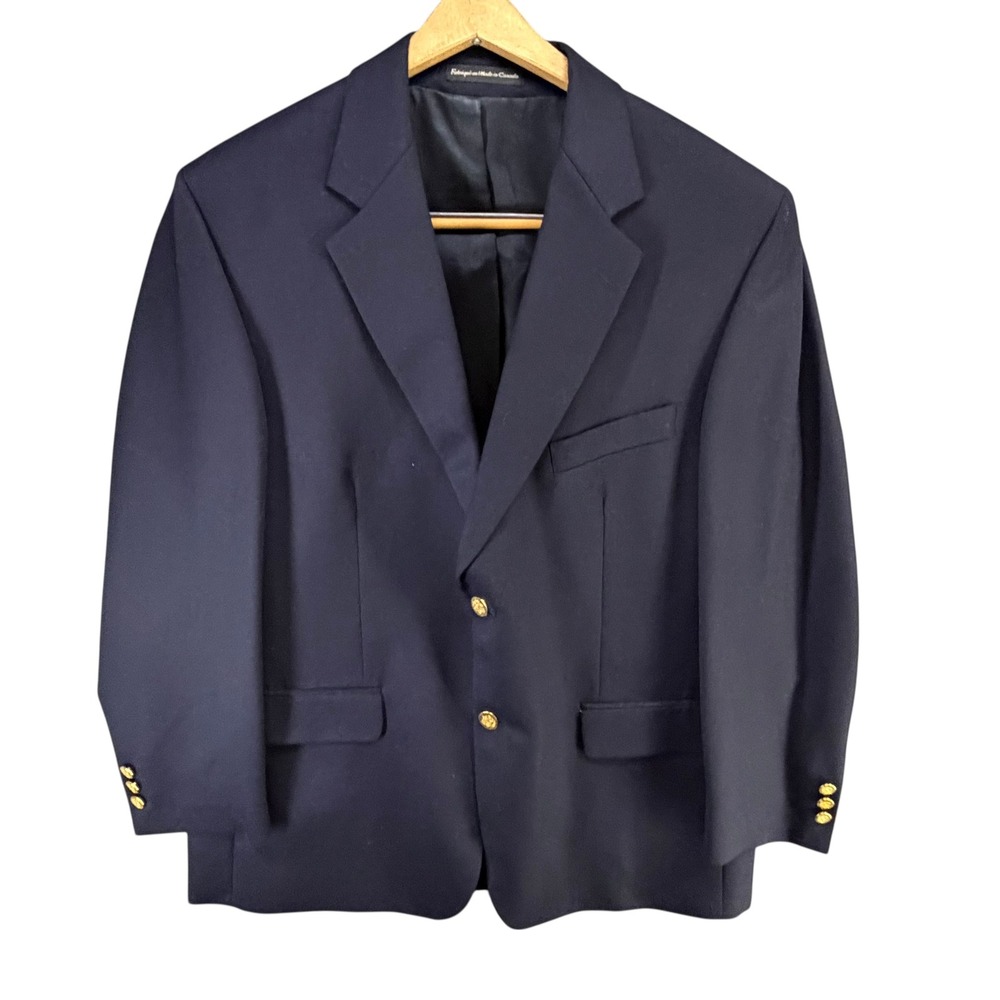 Vintage Botany 500 Sport Coat Blazer Mens 42R Navy Blue Wool Heritage‎ Preppy